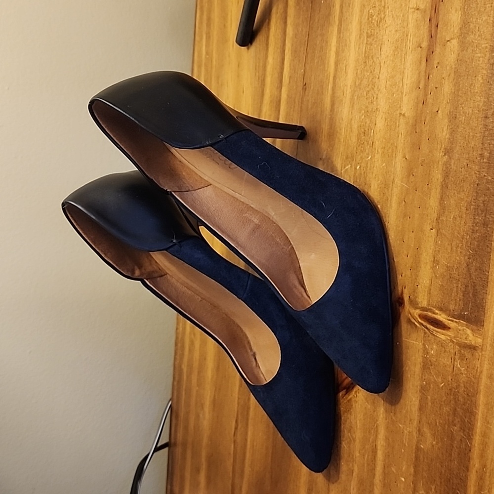 Madewell Navy and Black Suede and Leather Heels